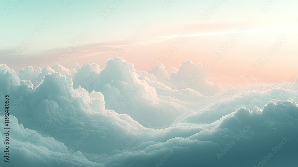 Poster cloudy abstract background concept. serene cloudscape reflecting soft pastel colors in a tranquil sk