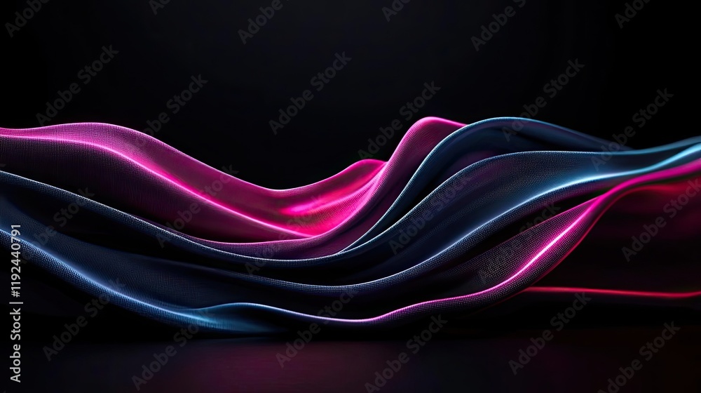 Poster blurred abstract background idea. vibrant waves of blue and pink flow gracefully in a dark backgroun