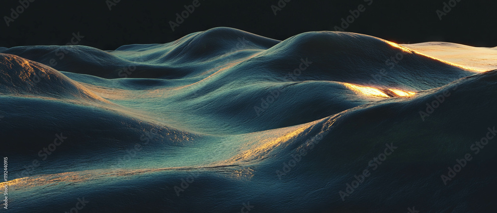 Poster exploration of textured abstract landscapes with flowing surfaces and captivating patterns