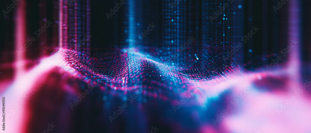 Poster Abstract representation of sound waves with vivid color patterns and visual vibrations
