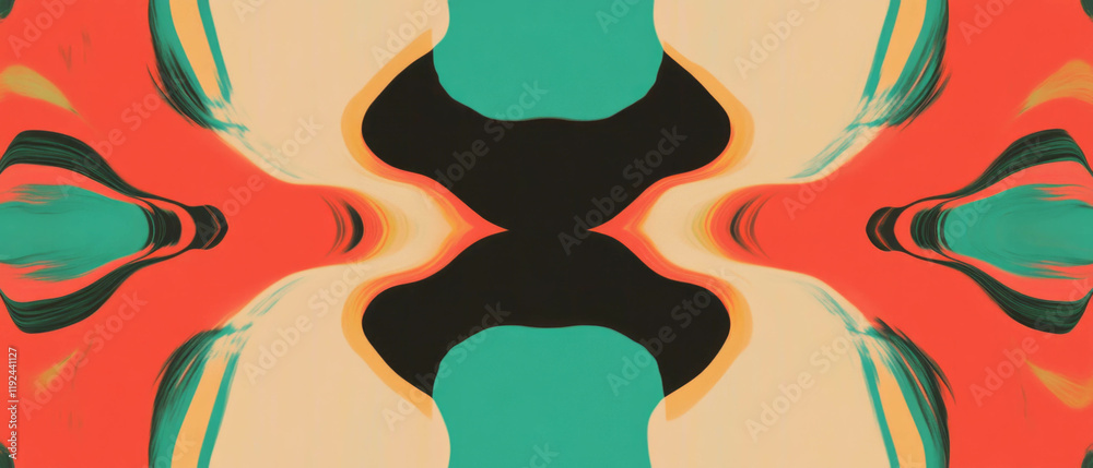 Poster Dynamic abstract pattern combining vibrant colors and shapes for a cohesive visual experience