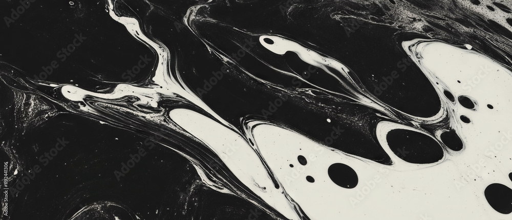 Fototapete Intricate ink blots and unpredictable patterns create striking abstract background