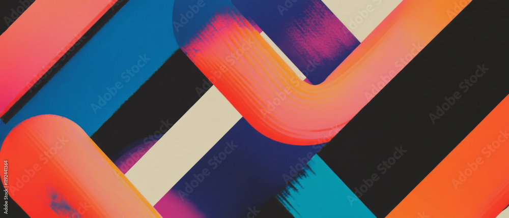 Poster Vibrant interlocking geometric shapes create a dynamic abstract pattern
