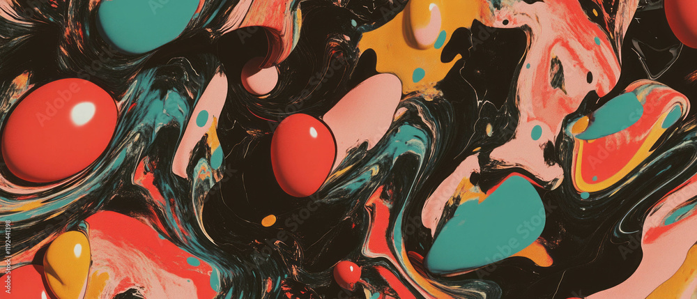 Aufkleber Intriguing abstract pattern featuring a colorful swirl and captivating shapes