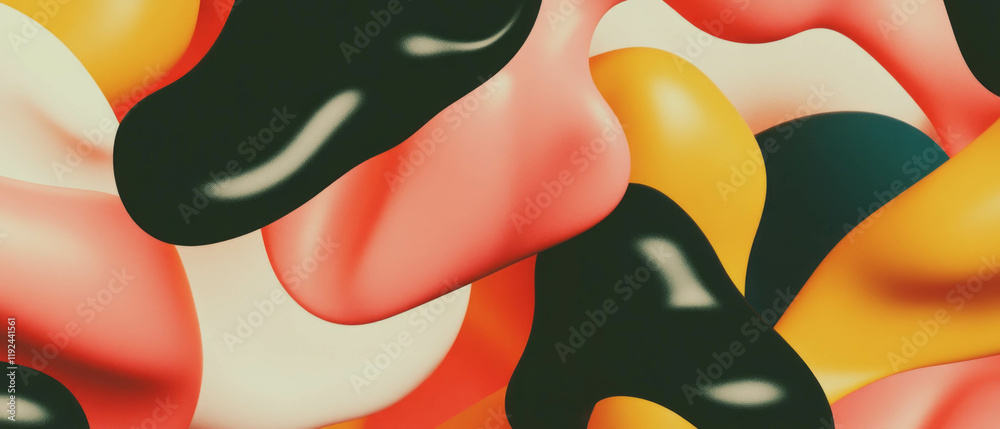 Poster exploring organic shapes in vibrant abstract patterns for creative design inspiration