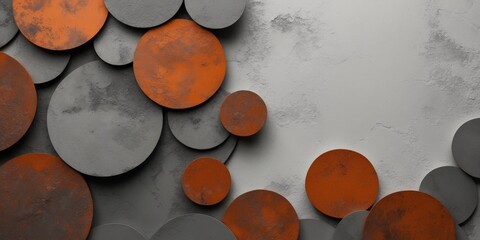 Overlapping rusty orange and grey circles background texture