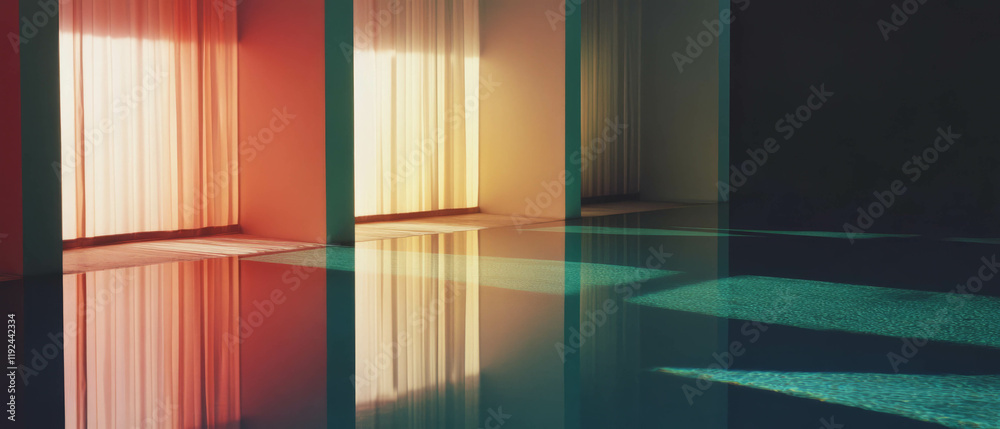 Poster Exploring simplicity and clarity in abstract composition with vivid reflections