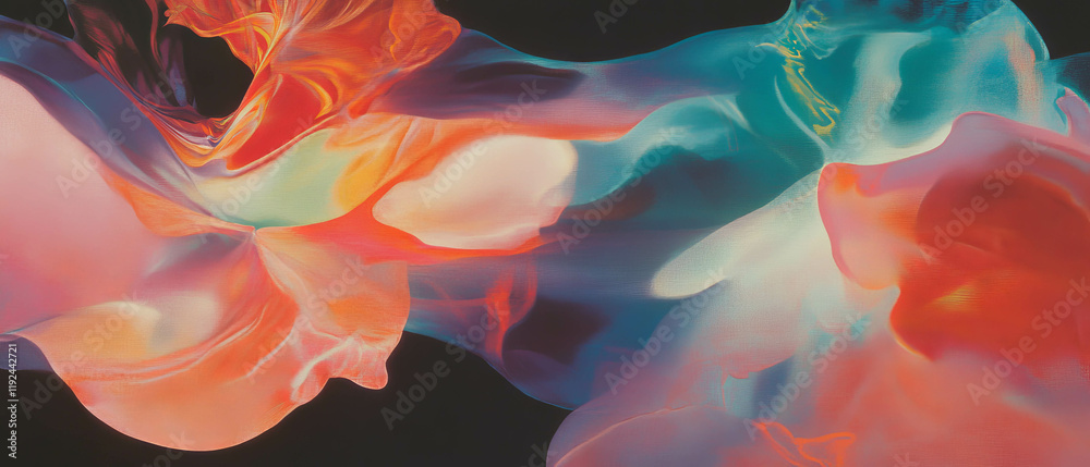 Aufkleber Dynamic interplay of colorful abstract forms in a fluid motion
