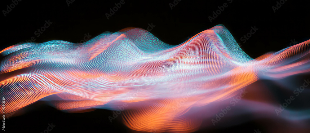 Poster Streaks of luminous light trails depicting motion and speed in an abstract form