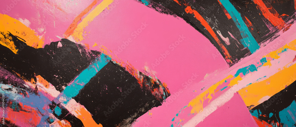 Poster Bold colors and abstract lines create striking punk artwork in modern style