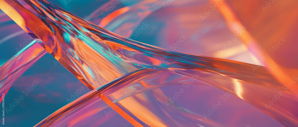 Aufkleber Complex network of abstract lines intersecting and diverging in vibrant colors