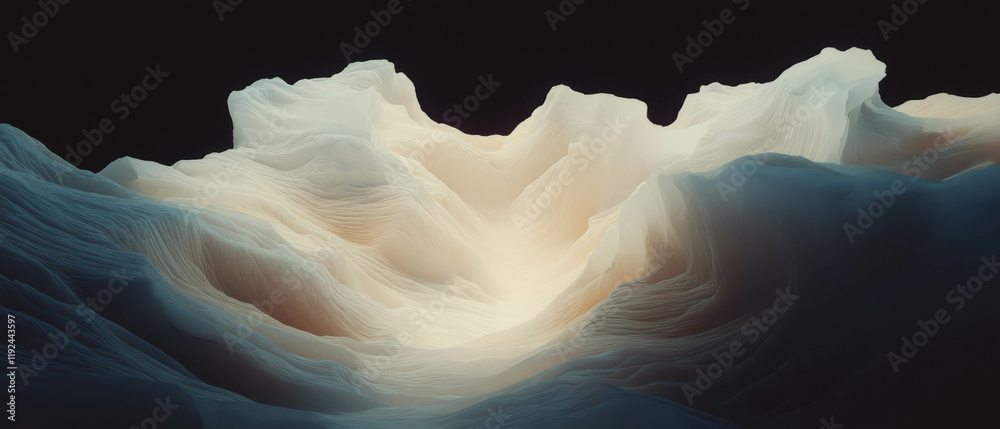 Poster Exploring the depth of abstract matte shapes with shadows and three-dimensionality