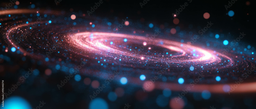 Poster dynamic movement of abstract particles in a cosmic dance of vibrant colors