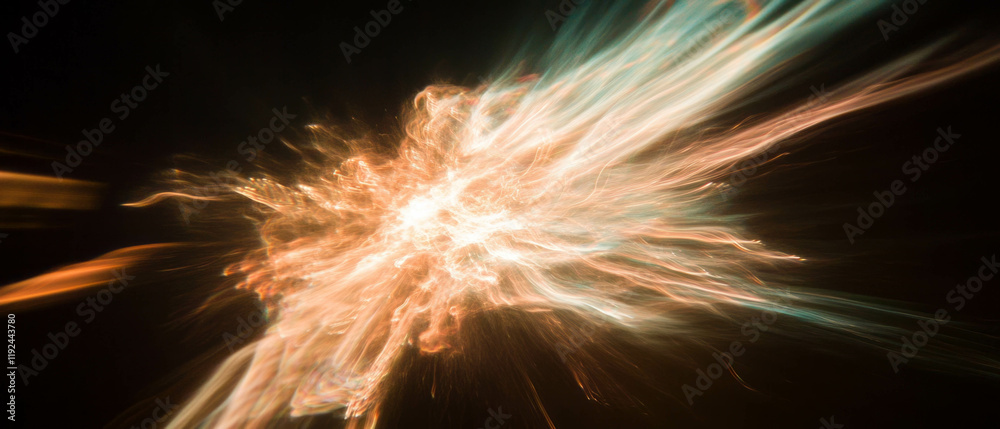 Poster Dynamic abstract patterns bursting with energy and vivid colors in a swirling display