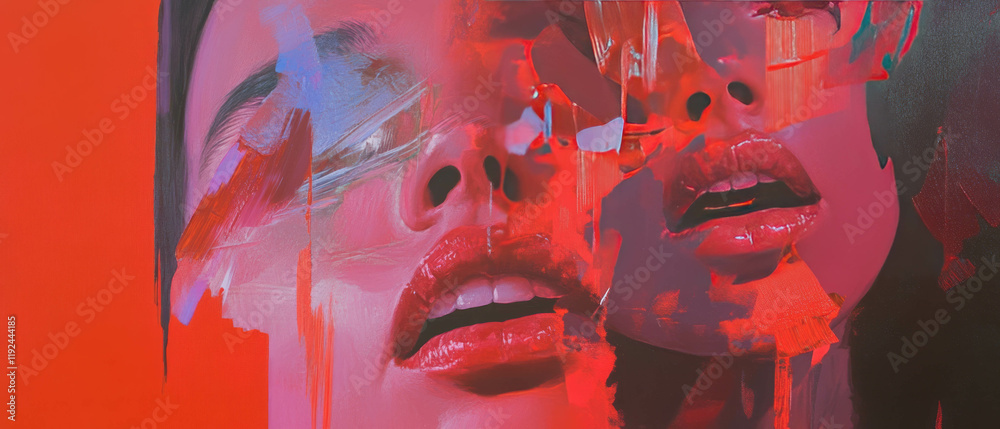 Aufkleber Exploring the depths of emotions through abstract visual expressions and color interplay