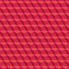 Fototapeta premium Seamless Pink Geometric Heart Pattern with Floral and Retro Style Design