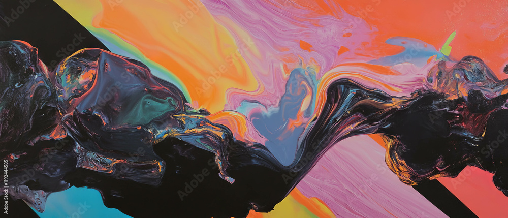 Poster Exploration of time and memory through abstract forms and vibrant colors