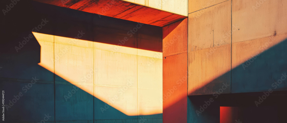 Poster Exploring abstract shadows and geometric shapes in minimalist industrial design