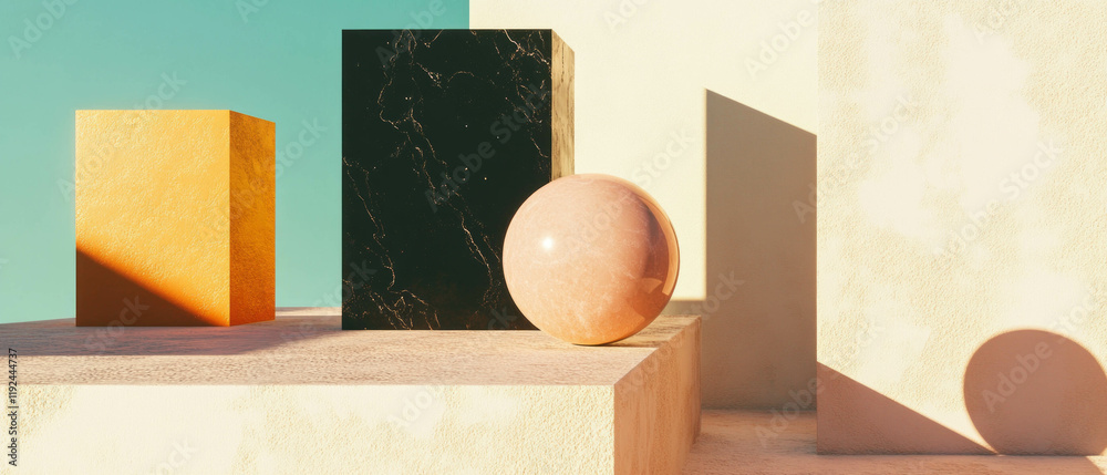 Poster Exploration of abstract shadows and geometric forms in a minimalist industrial setting