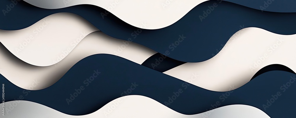 Poster Cloudy abstract background concept. Abstract wave design in navy and cream tones creating a modern background.
