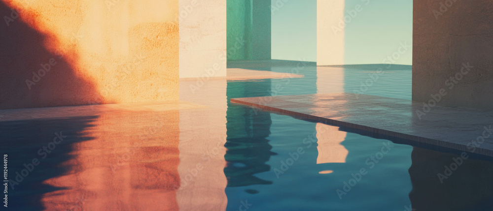 Poster Abstract shapes floating in calm space create a serene visual experience