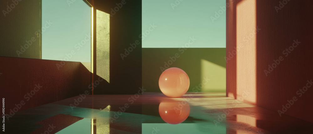 Poster Floating abstract shapes create a tranquil atmosphere in open space