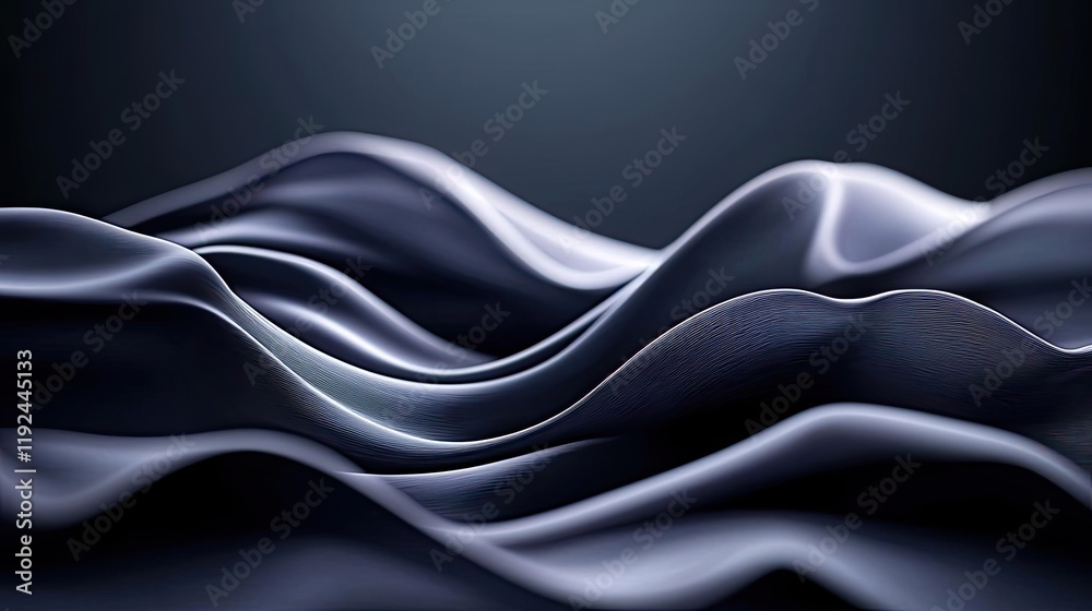 Aufkleber Cloudy abstract background concept. Elegant waves of fabric in dark tones create a serene and modern visual effect.