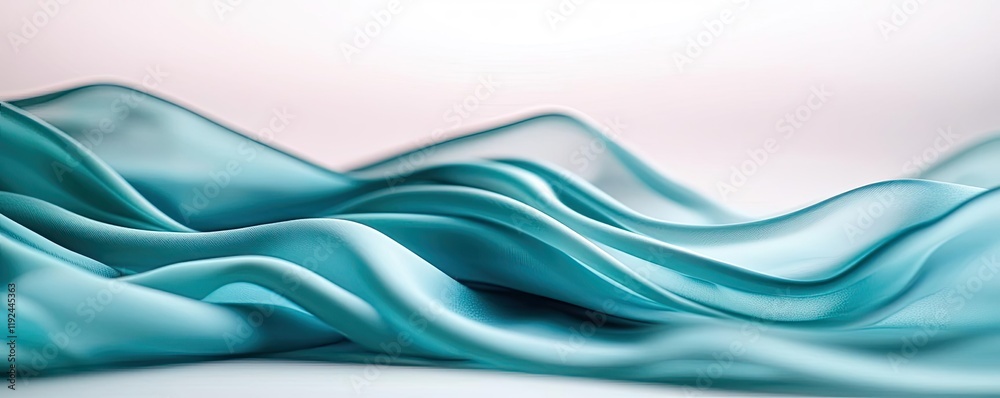 Poster cloudy abstract background concept. elegant teal fabric draped gracefully, showcasing smooth waves a