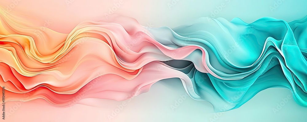 Poster Cloudy abstract background concept. Colorful abstract waves blending together in a dynamic and creative style.