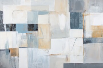 Abstract art composition featuring muted colors in geometric shapes, ideal for modern interiors or artistic decor, perfect for home and office design inspiration.
