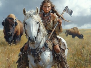 Obraz premium Confident Apache Girl in Motion