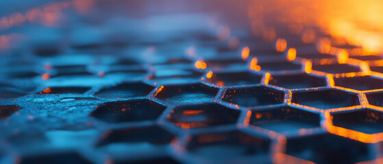 Fototapeta premium Exploring the structural elegance of aluminum honeycomb with a hexagonal pattern