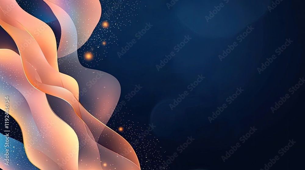 Poster Blurred abstract background idea. Abstract wavy background with glowing elements, creating a vibrant and dynamic design.