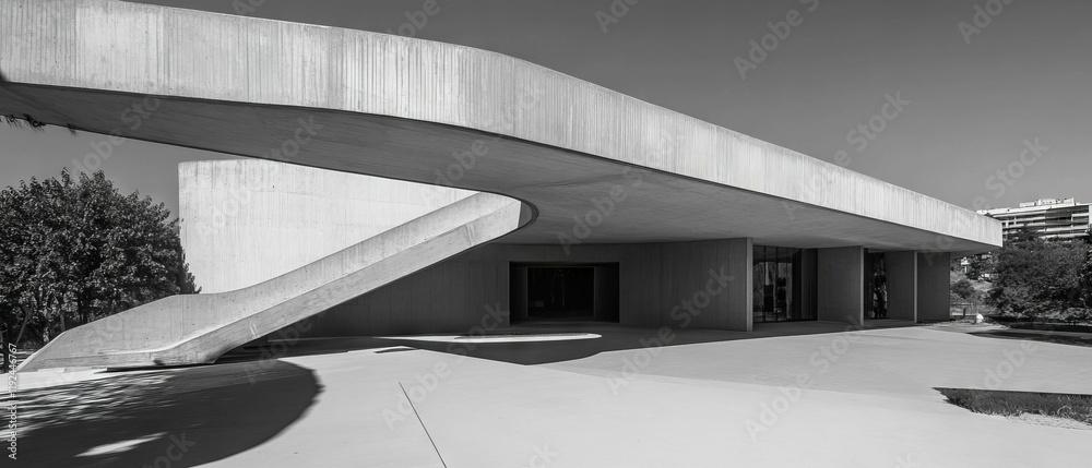 Poster Exploration of angular lines and geometric volumes in contemporary architectural design