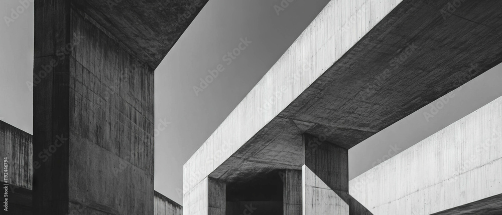 Aufkleber Exploring angular lines and geometric forms in modern architectural composition