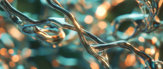 Intricate aluminum wires create a complex, tangled structure with a technical aesthetic