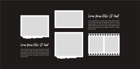 Fototapeta premium Pictures or photos frame collage layout abstract photo frames and digital photo wall template