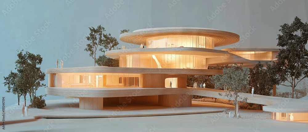 Aufkleber Conceptual architectural design showcasing innovative models and abstract forms in detail