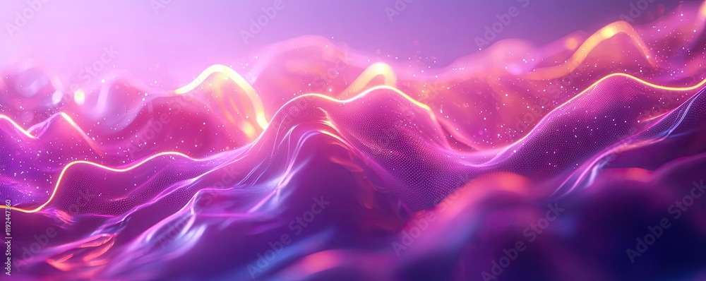 Poster Blurred abstract background idea. Abstract wave patterns with vibrant purple and pink hues, creating an ethereal atmosphere.