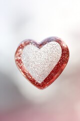 Fototapeta premium Glittering red heart with white center on diffuse background