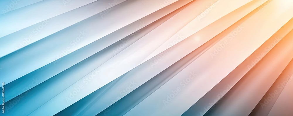 Poster Blurred abstract background idea. Abstract design with layered blue and orange stripes creating a modern visual effect.