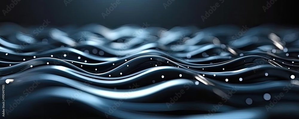 Poster Blurred abstract background idea. Abstract waves with a captivating pattern and shimmering light effects in dark water.