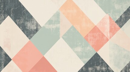 Abstract Geometric Pattern with Textured Shapes in Pastel Shades, Seamless Repeat.