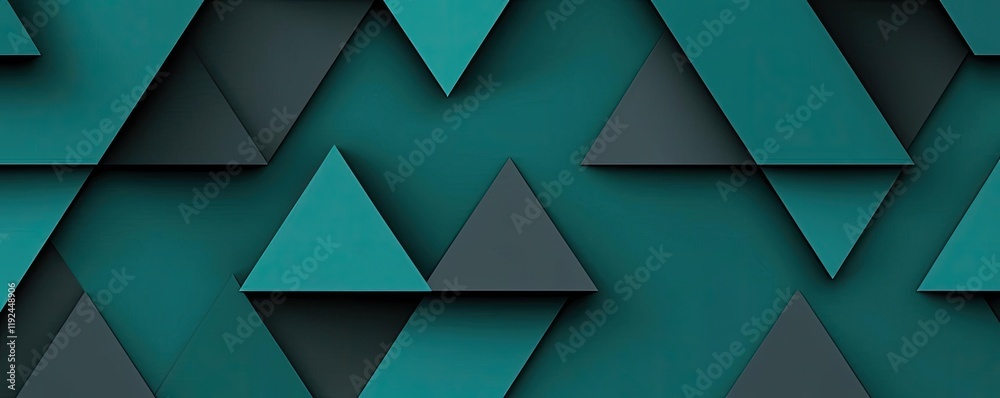 Poster Triangle abstract background concept. Abstract geometric pattern featuring layers of triangles in teal and dark shades.