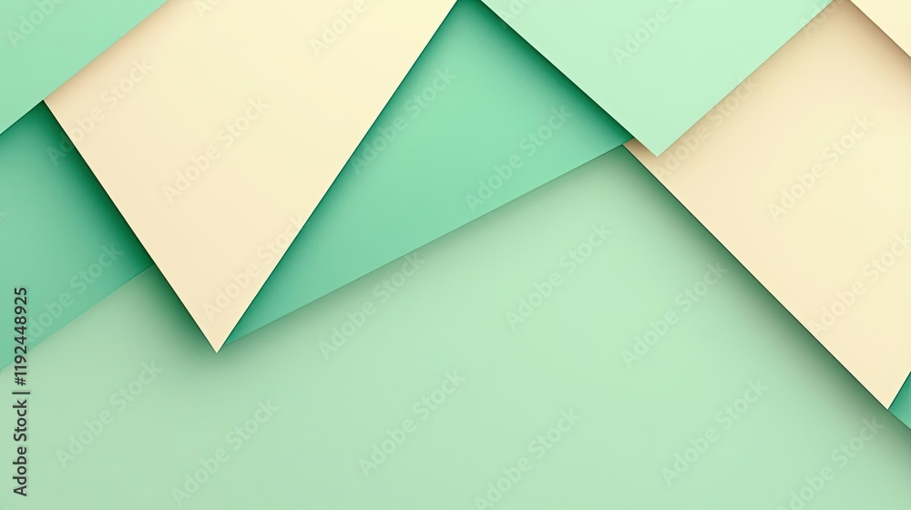 Aufkleber triangle abstract background concept. abstract layered colors in mint green and cream create a moder