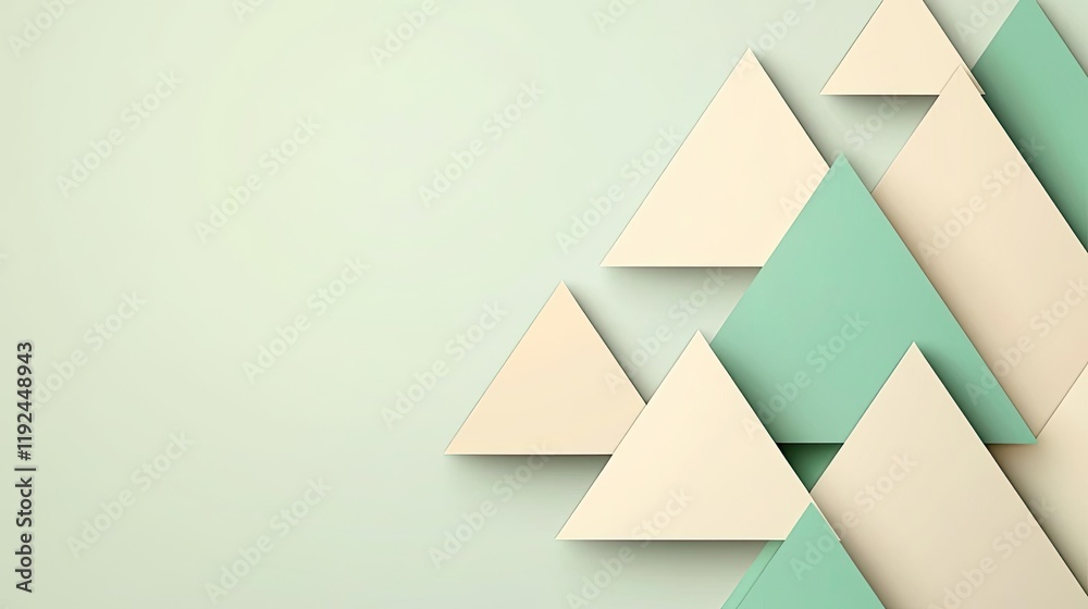 Poster Triangle abstract background concept. Abstract geometric shapes in soft colors create a modern, minimalist background.