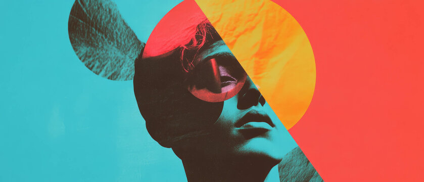 Bold typography merges with abstract design elements for artistic expression