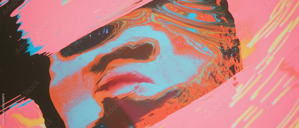 Poster vibrant chaos of colors and patterns embodying punk energy and artistic expression