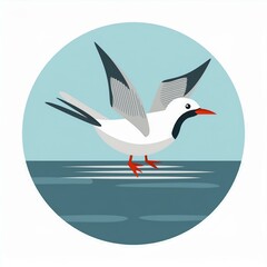 Arctic tern flat design. isolated on white background
