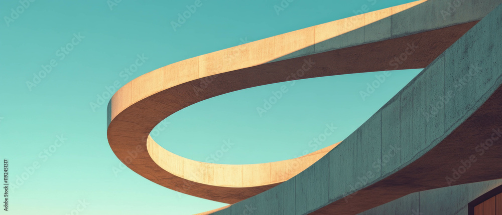 Poster flowing lines and circular shapes create an organic architectural masterpiece